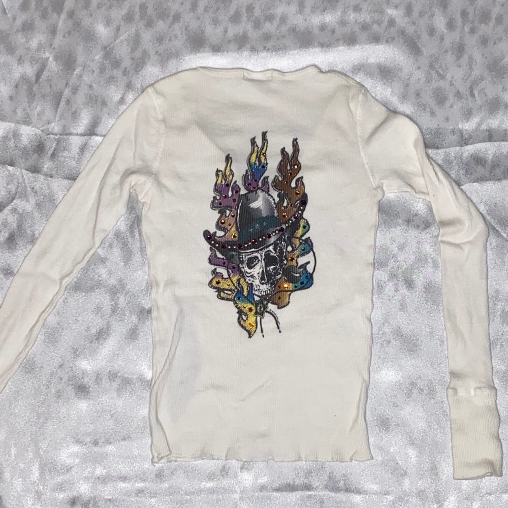 Graphic Rhinestoned Long Sleeve